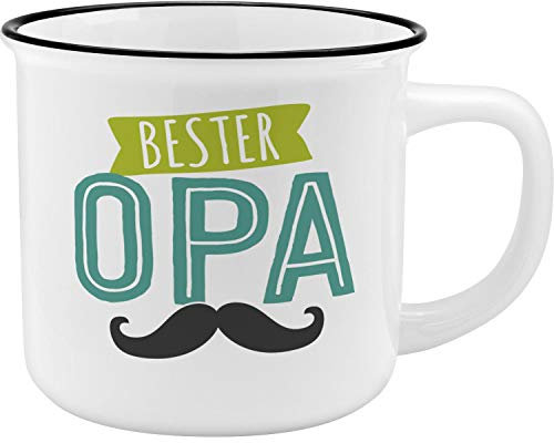 GRUSS & CO Becher Motiv Opa | New Bone China Porzellan, Emaille-Optik, 35 cl | Geschenk Opa, Geburtstag, Tasse mit Spruch | 45767