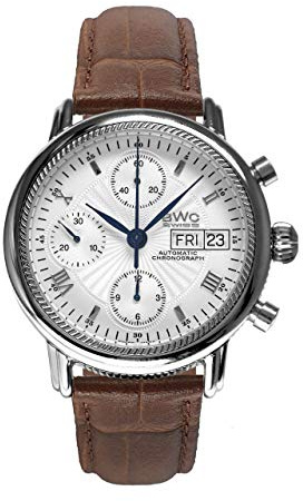 BWC Swiss Herren Uhr Chronograph Automatik mit Leder Armband 200235003