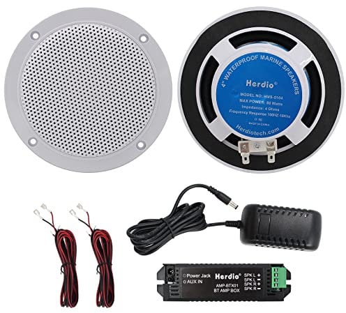 Herdio 4 Zoll Deckenlautsprecher, wasserdichte Einbaulautsprecher, kompatibel mit Bluetooth,Bündige Montage Sound, Perfekt für Innen und Außenbereich, überdachte Veranden (Weiß)