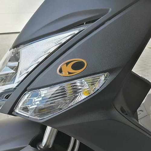 labelbike - 2 3D Logoaufkleber aus Harz für Roller kompatibel mit Kymco Schwarz-Gold