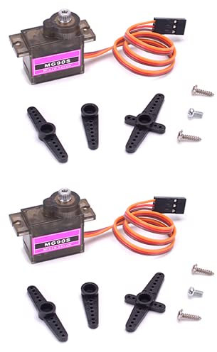 2X Stück Premium Mini Servo MG90S 100% Metallgetriebe mit JR Stecker 25cm 22AWG Kabel für RC Copter Drohne DIY Hubschrauber
