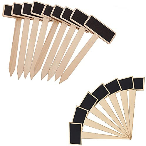 Gativs Targhette Orto 42 Pezzi Segna Piante Lavagnette per Piante Etichette Orto Esterno Targhette per Piante Etichette in Legno per Piante Lavagnette in Legno Cartellini Piante Legno