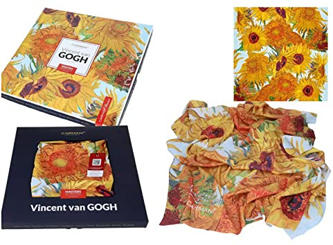 Carmani - Damen Mode Halstuch mit Vincent van Gogh, Sonnenblumen