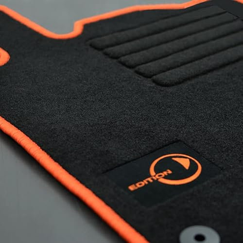Mattenprofis Velours Logo Fußmatten kompatibel mit Smart Fortwo 451 ab Bj.2007-2014 orange