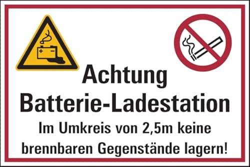 Dreifke® Aufkleber Hinweisschild, Batterie-Ladestation, 200 x 300 mm Folie selbstklebend