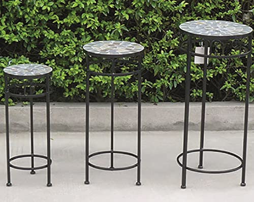 Vigor Macetero Hierro Forjado Negro 3 Unidades taburetes Redondos