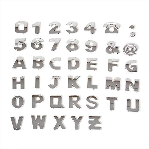 Bostar 40 Stücke 3D Metall Auto Aufkleber DIY 26 Alphabet Buchstabe Chrom Silber Nummer Symbol Abzeichen Aufkleber Auto Motorrad Dekoration
