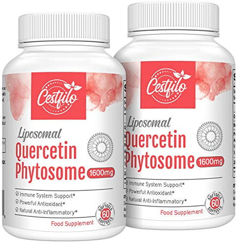 Liposomal Quercetin Phytosome 1600 mg Cápsulas blandas con bromelina, NO OMG (60 unidad (60 unidad (Paquete de 2))