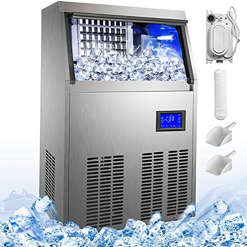 Máquina de hielo profesional 50 kg por 24 H 4 x 9 cubos máquina de hielo automática comercial hielo fabricante de hielo ajuste de espesor de acero inoxidable