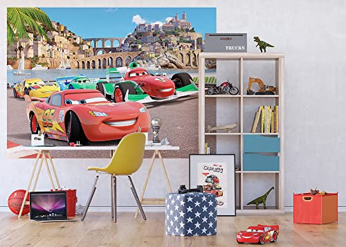 Disney Cars | Fototapete für Kinderzimmer | 252 x 182 cm | 4 Teile | Lightning McQueen