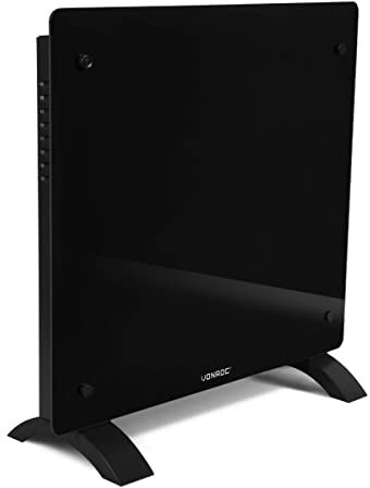 VONROC Termoconvettore Elettrico 1000W, Pannello in Vetro, Controllo Smart, Timer, Modalità Eco e Antigelo, IP24, per Riscaldamento Casa, Montaggio a Parete o Portatile