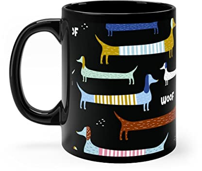 874 Café Taza Perro Salchicha Negro, Perro Salchicha, Taza Desayuno Divertido Regalo Taza Divertida Tazas Café De Cerámica 330 Ml