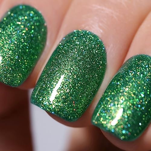 Ozzeal UV Nagellack Glitzer - Pfauen Grün Schillernd Mit Glitzerndem Schimmer - Frühling Sommer Regenbogen Gel Polish - Soak Off UV Led Maniküre 15ML