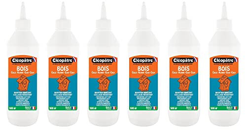 CLÉOPÂTRE Lot de 6 CléoWoods - Colle Bois avec Embout Applicateur Transparent - 500 g