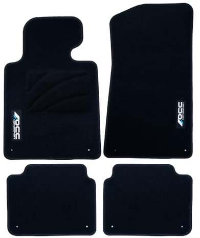 OCC DESIGN - Fußmatten, Custom Teppiche, kompatibel mit BMW E46 Cabrio (2000-2007), hochwertiger Teppich, Velours/Polypropylen, Original Verankerung, rutschfester Rücken, Fersenschale, 4 Stück