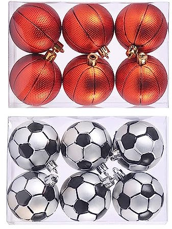 DECHOUS 1 Satz 12st Sport-Weihnachtskugel-anhänger Weihnachtsbaum Basketball Weihnachts-Basketball-Dekoration Schlüsselanhänger Fußball-Requisiten Festlich Christbaumkugel Plastik