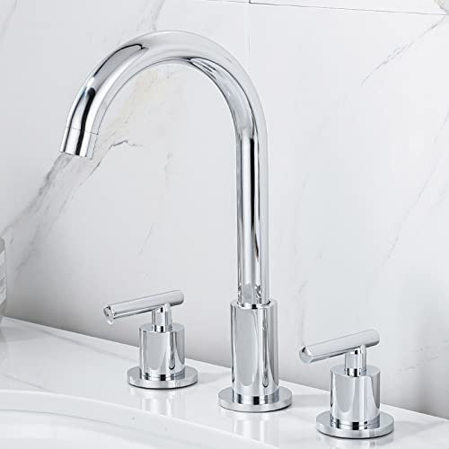 Robinets de salle de bain for lavabo 3 trous, robinet de salle de bain en laiton, mitigeur d'eau chaude et froide, robinet à 3 trous for lavabo de salle de bain, robinet de salle de bain à 2 poignées,