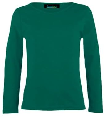 Girls Plain Tops Long Sleeve Basic Stretch Round Neck T-Shirt School Tee Top Bottle Green 7-8 Years