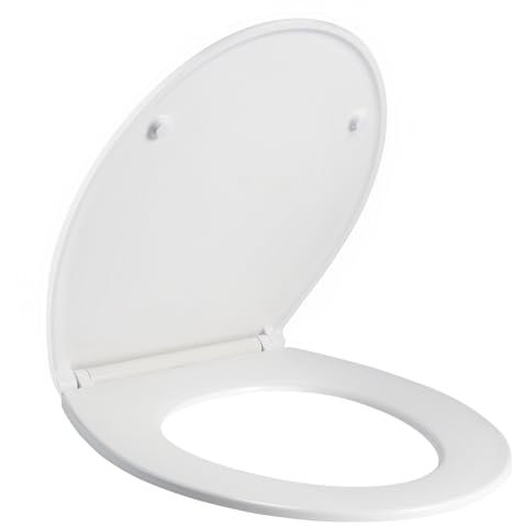 SAMODRA Toilettendeckel O-Form,WC Sitz mit Absenkautomatik,Weiß Klodeckel mit Quick-Release-Funktion und Softclose,Klobrille aus Duroplast