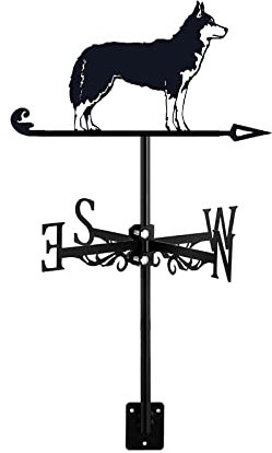 ZNEL Wetterhahn Großer Hund Tiere Windfahne Retro Mini Deko-Wetterfahne Hohl, Windrichtungsanzeige Für Wind Direction Indicator Und Dach Garten Deko, Siberian Husky
