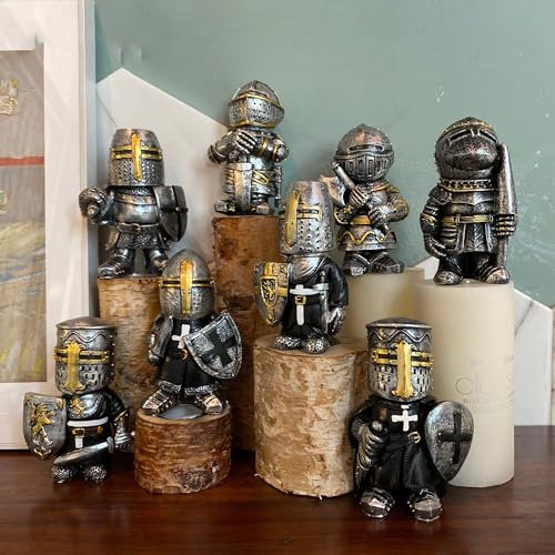 Stepsin Ritter-Gartenzwerge, Wächterstatue – Mittelalterliche Tempelkreuzritter-Ritter-Rüstungs-Skulptur für Heimdekoration