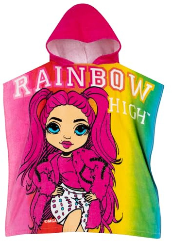 RAINBOW HIGH Toalla Poncho Playa Niño | Toalla Playa Niña | Rosa Talla única