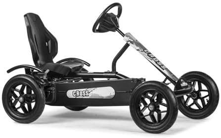 Dino-Cars Speedy 2.0 BF1 Kinder Gokart (Cross (grau-weiß, schwarz)) | Pedal Go-Kart ab 3 Jahren | Made in Germany | Luftreifen & Stahlrahmen | Rücktrittbremse | Outdoor Fahrzeug