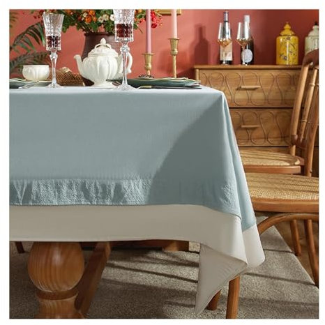 Lieson Tischtuch Rechteckig 140x300 cm, Polyester Tischdecke Abwaschbar Modern Einfarbig Tafeldecke für Küchentisch und Outdoor Tischtuch, Blau