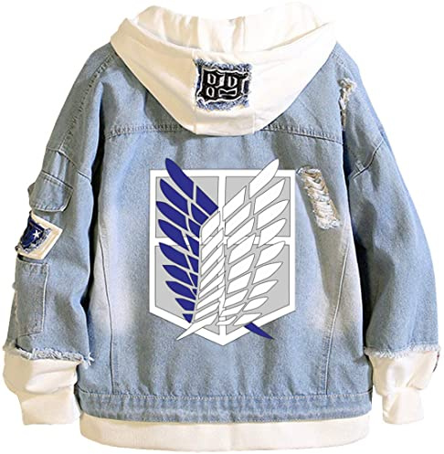 Sohaon Anime Jacke Unisex Cosplay Kapuzen Pullover Jeansjacke Denim Hoodie Jacket Outwear Mäntel