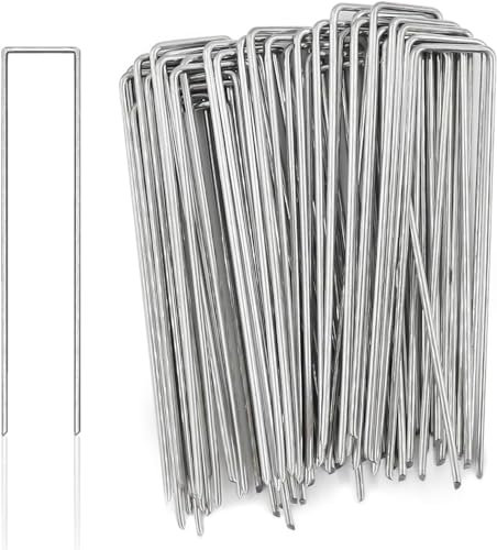 ACTIUSIS Erdanker verzinkt,Anti-Rost Erdanker aus Stahl,Robuste Erdnägel für Garten,50pcs 100mm lang, Befestigung von Folien, Kunstrasen, Zaun,Stoffen, Zelten