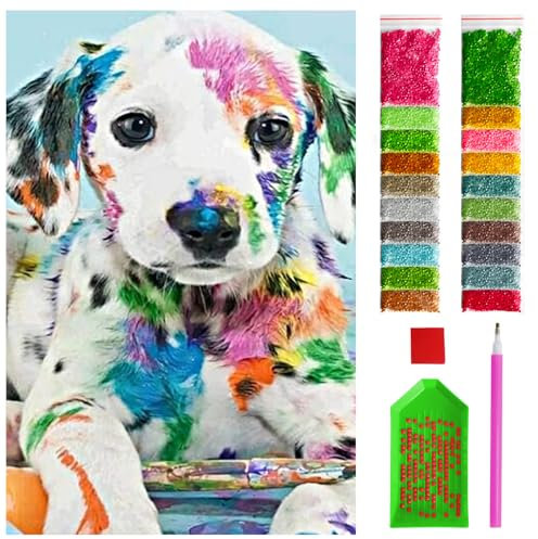 ARTULIO Diamond Painting Set - Dalmatiner mit Farbe bemalt - 40x60 cm - Groß XXL - 5D Diamant Painting Bilder DIY, Diamond Painting Erwachsene