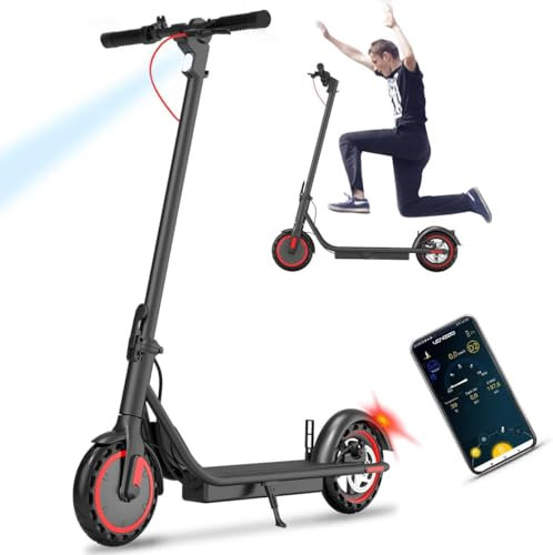 Patinete eléctrico, Potente Motor de 350 W, Alcance de 25 a 30 km, neumáticos macizos de 10, Pantalla LCD, Luces Plegables y portátiles