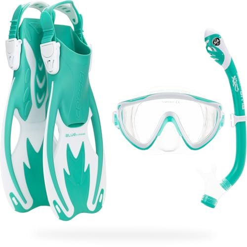 CRESSI Tinetto Rocks Dry Set Bambini – Maschera Subacquea in Vetro Temperato, Pinne Regolabili e Snorkel Secco, Accessori Professionali per Mare e Piscina