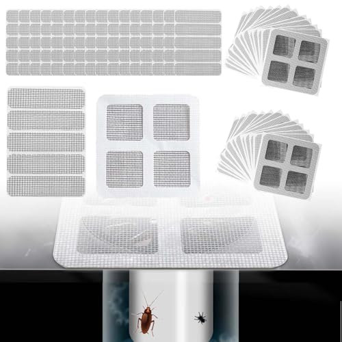 SVOCK 60 Piezas Filtro Ducha Pelo, 40pcs Rejilla Desague Ducha y 20pcs Reparación Mosquitera, Rejilla Adhesiva para Ducha Recoge Pelos Ducha, Shower Drain Hair Catcher Mesh Stickers