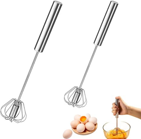 2 Stück Schneebesen Edelstahl Schneebesen für Die Küche Halbautomatischer, Handschneebesen Schneebesen Klein Zum Vermengen, Rühren Von Teig, Eiern, Mini Schneebesen Küchengerät