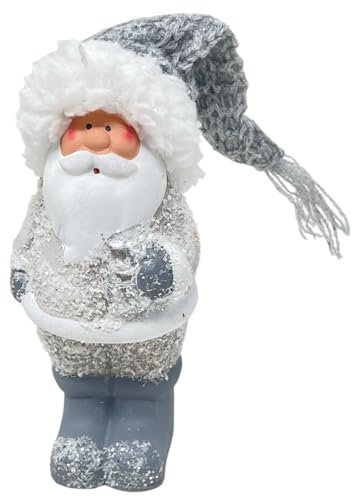 Dadeldo Living & Lifestyle Weihnachtsmann Dekofigur Grau Keramik 13cm Weihnachtsdeko