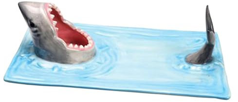 Shark Cake Snack - Tabla de queso | Plato de sushi japonés con forma de tiburón | Plato de cerámica inspirado en el océano para servir sushi con forma de tiburón para cocina