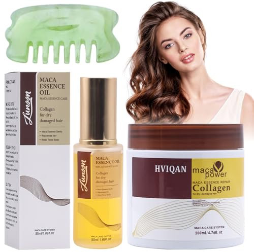 Kollagen Haarmaske 500ml Conditioner Öl 50ml Keratin Haarmaske Kollagen Arganöl Haarpflege Essenz Haaröl Tiefenreparatur Arganöl für Trockenes und beschädigtes für Strapaziertes und Trockenes Haar