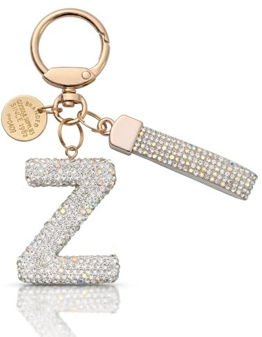 MORSUNBELA Porte-Clés, porte Cle Lettre Porte Clés à Paillettes, Porte Clé Personnalisé Porte-clés pour Femme, Porte Clef Lettre Z