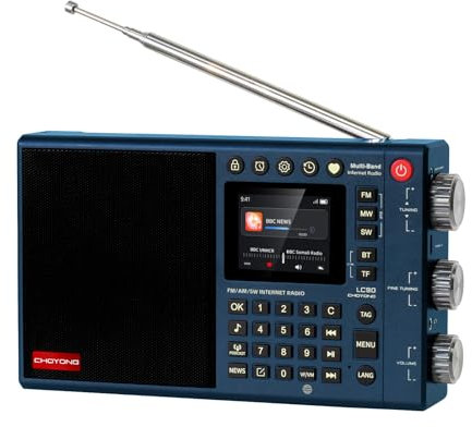 CHOYONG LC90 Multi-Band Smart Internet Radio WIFI/4G,AM/FM,LW & Portable Shortwave Radio Receiver with SSB Single Side Band,Bluetooth, Micro-SD,All World Radios,Digital Radio choyoung (Blue)