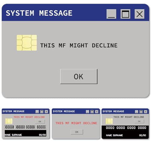 CREATCABIN 4 Stück Kreditkarten/Debitkartenaufkleber Mit Vintage Systemnachricht Personalisierung Kartendekors Bankkarte Schützend RFID Blockierender Aufkleber Für Kreditkarteninhaber 5.4x8.6cm