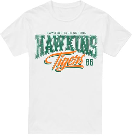 Stranger Things - Hawkins Tigers 86 Unisex T Shirt, White, XXX-Large