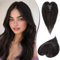 RUWISS Haar Toppers für Frauen Echthaar Topper Leichtes Dunkelbraun Clip in Haarteil für Dünner Haar Oberkopf Flauschiger Glatter Hair Topper ohne Pony
