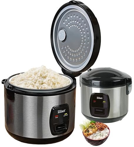 Reiskocher 1,5 Liter Multikocher Aluminium 500 Watt Automatische Abschaltfunktion Dampfkocheinsatz Reis Kochtopf Messbecher Warmhaltefunktion Innentopf Reis Kocher Rice Cooker