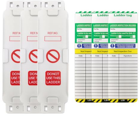 3 PCS Ladder Tags,Inserts Inspection Record Kit,Waterproof Scaffold Inspection Record Tags,Access Platform Inspection Record Kit,for All Scaffold Types,with 3 Ladder Tag Base