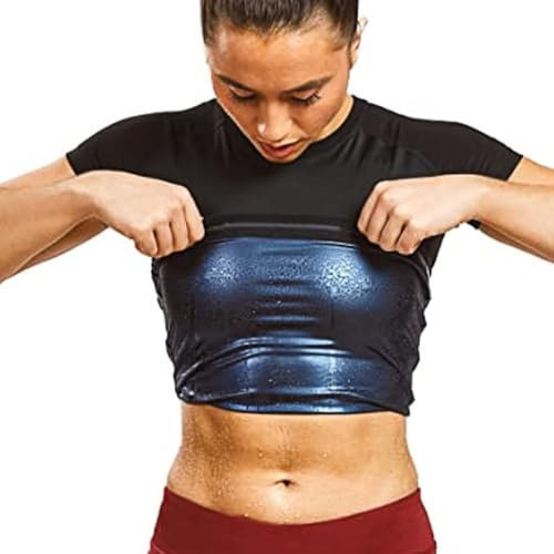 YBWZH T-shirt de sauna à col rond pour femme - T-shirt d'entraînement à manches courtes - Coupe ajustée - Pour femme - À porter au quotidien, bleu, XL