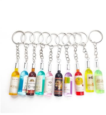 10 PCS Collier Clé de Bouteille, Miniature Bouteille Porte Clés, pour Sacs à Bandoulière, Sacs à Dos, Porte-Clés