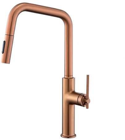 BiaoTeng Grifo Cocina Extraible Oro Cepillado 3 Modos agua Fria y Caliente Grifo Cocina Extensible Laton Oro Rosa Cepillado