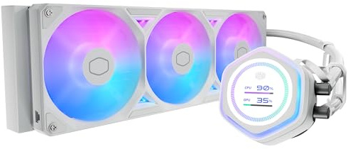 Cooler Master Atmos II 360 Pannello LCD Bianco FreeForm 2.0 CPU Liquid Cooler, Pompa a Doppia Camera, Illuminazione aRGB Personalizzabile, Qperation Silenzioso, Facile Installazione, AMD Ryzen 9 AM5|4
