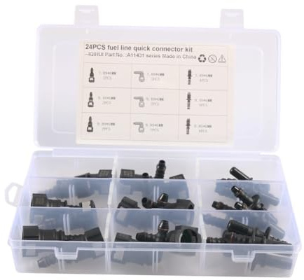 Lot de 24 raccords rapides de tuyau de carburant en ABS robuste avec raccords enfichables de 7,89 mm, 9,49 mm, 9,89 mm, pour tuyaux d'essence et de diesel, connecteurs mâles et femelles